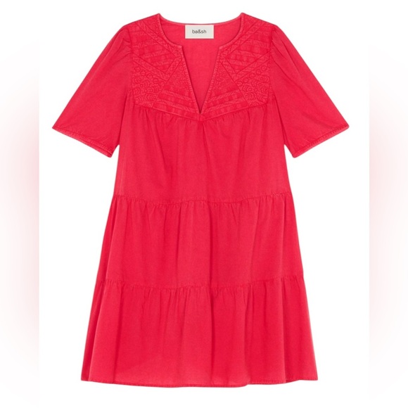 NWT size 0 ba&sh Robe Iana dress  Short dress
V neck
Balloon sleeves
100% cotton - Picture 3 of 11